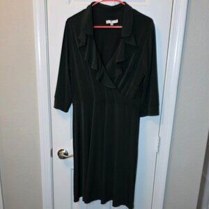 Sandra Darren ruffled neck line dress green size 16